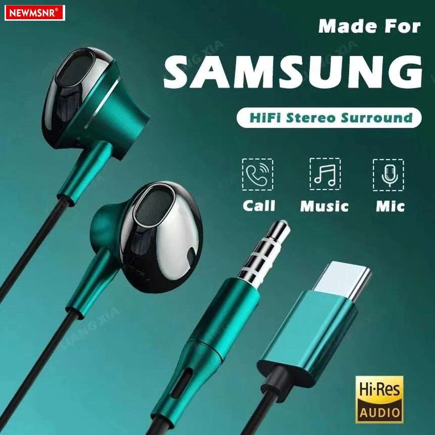 #Type C Headphones Hifi Bass Stereo Volume Control Headset with HD Mic 3.5Mm Wired Earbuds for Iphone15/Samsung Galaxy Earphones