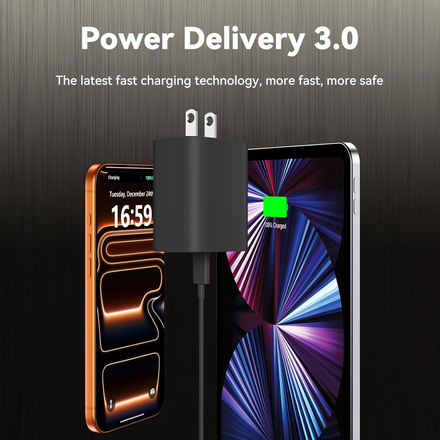 20W PD 3.0 USB C Fast Charger, 10FT Long Cable, Compatible with Phone 17/16/15 Pro Max/Air, Ipad Pro/Air/Mini 10Th Gen, Android