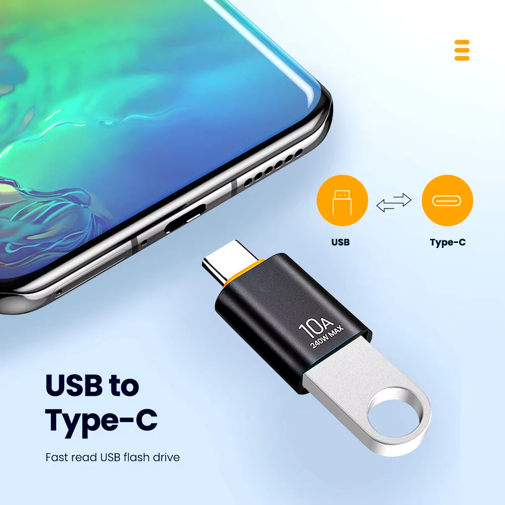 10A OTG USB 3.0 to Type C Adapter USB Female to Type C Male Fast Charging Adadpter OTG USB C for Xiaomi Samsung Laptop PC