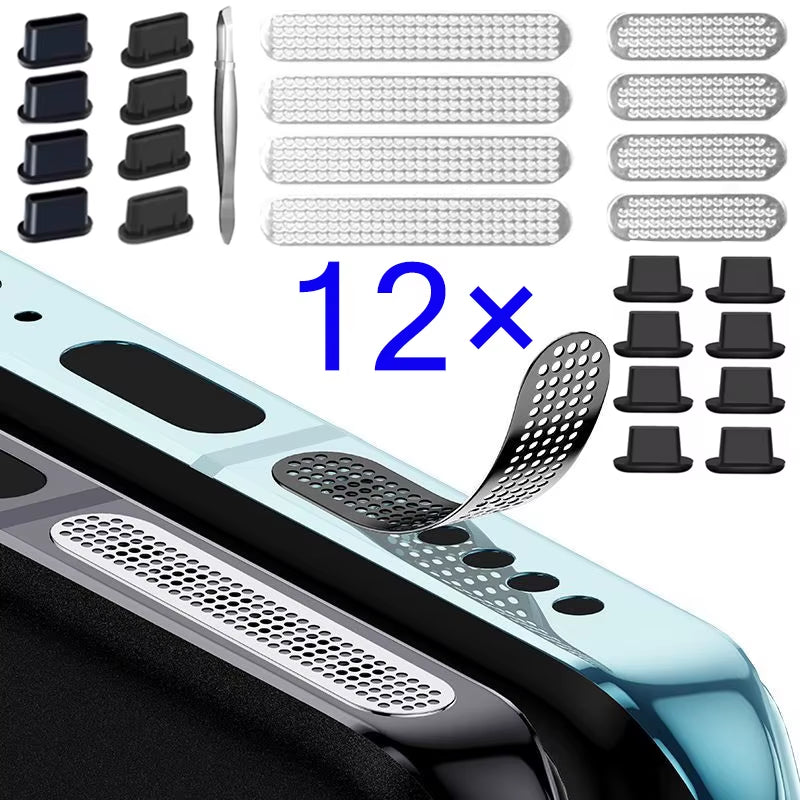 1-12Pcs Universal Metal Mesh anti Dust Proof Adhesive Net Cover Sticker for Iphone 17 16 15 Promax 16Plus Speaker Hole Anti-Dust