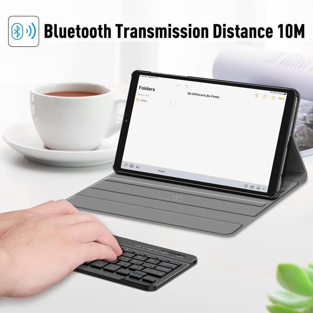 Keyboard Case for Samsung Galaxy Tab A7 Lite 8.7 Inch 2021 Model (SM-T220/T225/T227), Slim Lightweight Stand Cover with Magnetically Detachable Wireless Bluetooth Keyboard, Black
